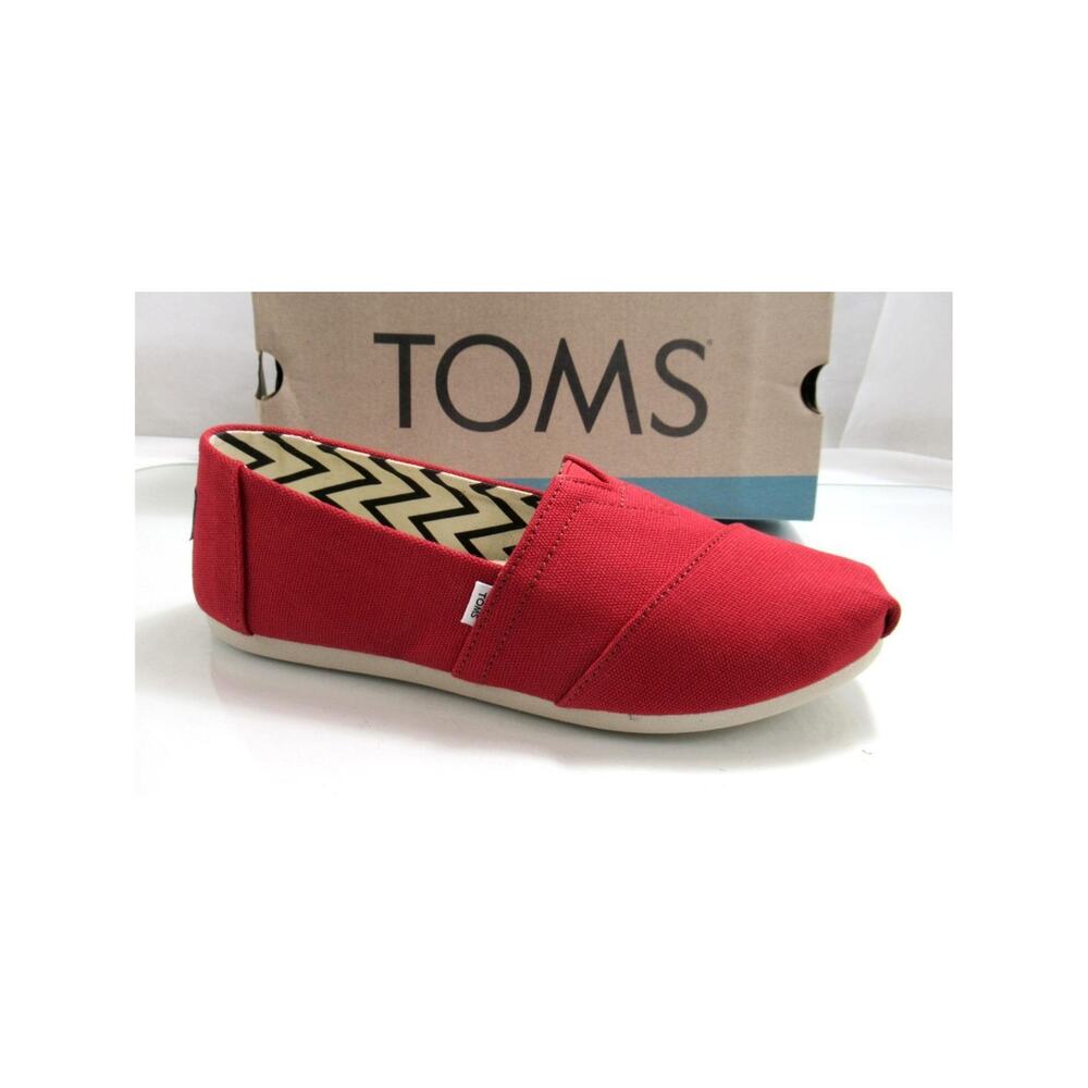 Toms Alpargata Slip On Espadrille Flat Shoes Comfort Canvas Red Size 8